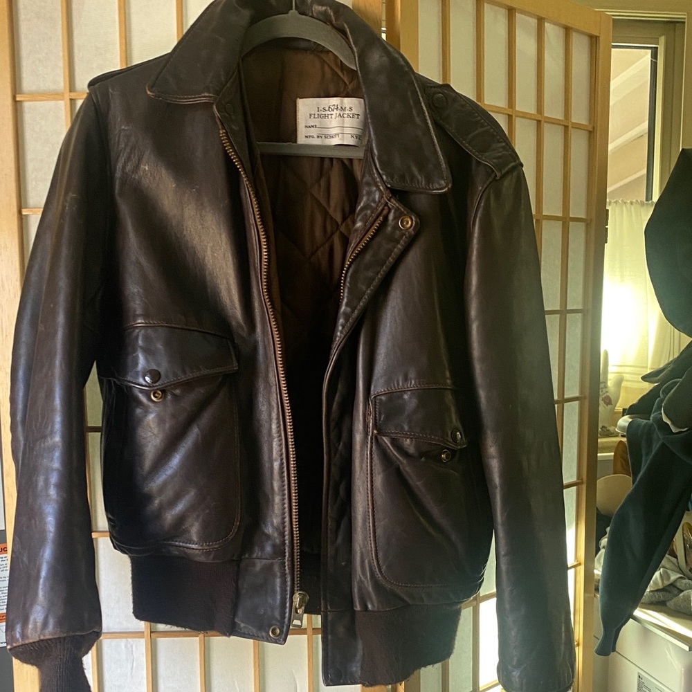 Vintage Schott Dark Brown Leather Air Force Jacket